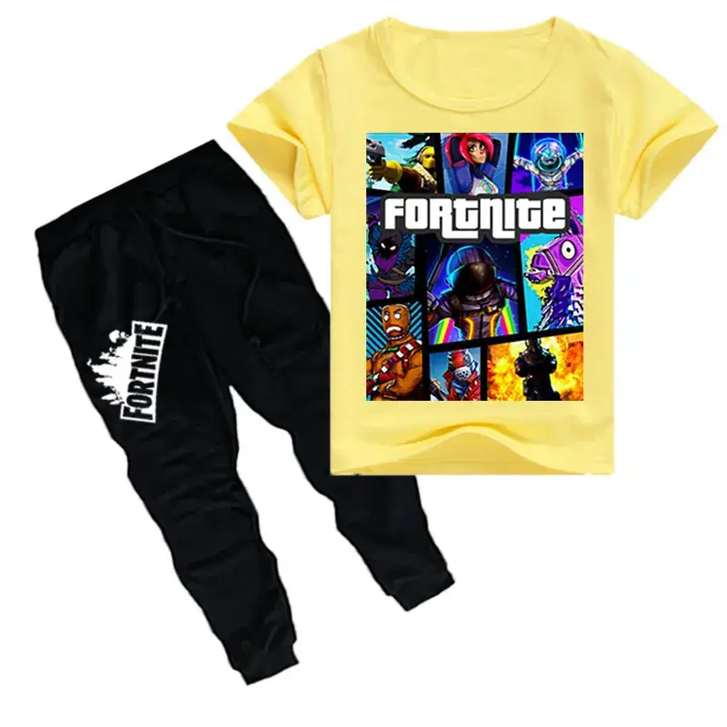 Kids Printed T-Shirt & Pants Set Yellow Black - Image 14