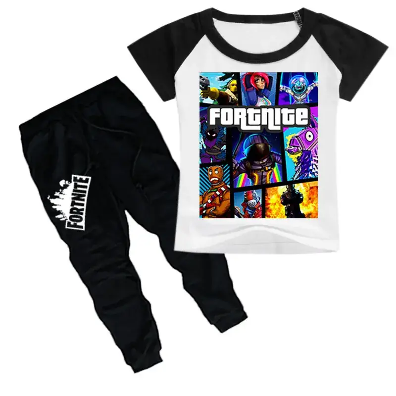 Kids Printed T-Shirt & Pants Set Yellow Black - Image 8