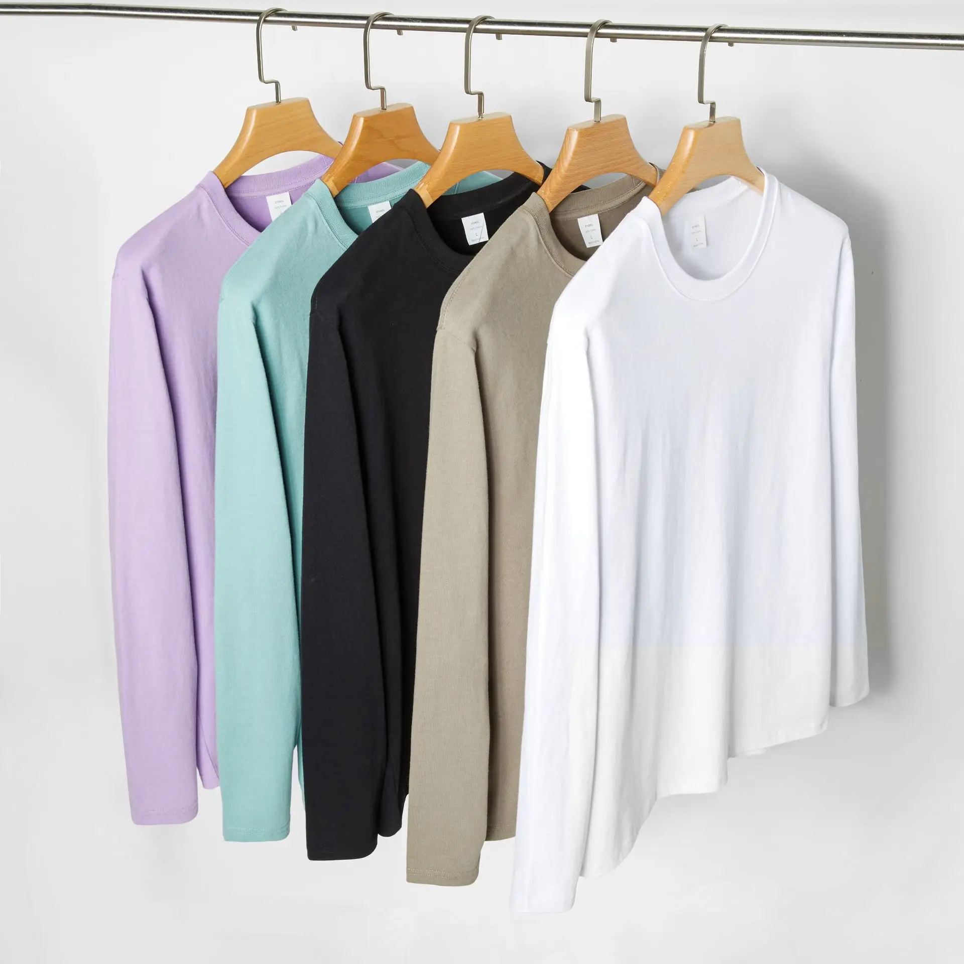 Men Grey Cotton T-Shirt 230g Long Sleeve - Image 17