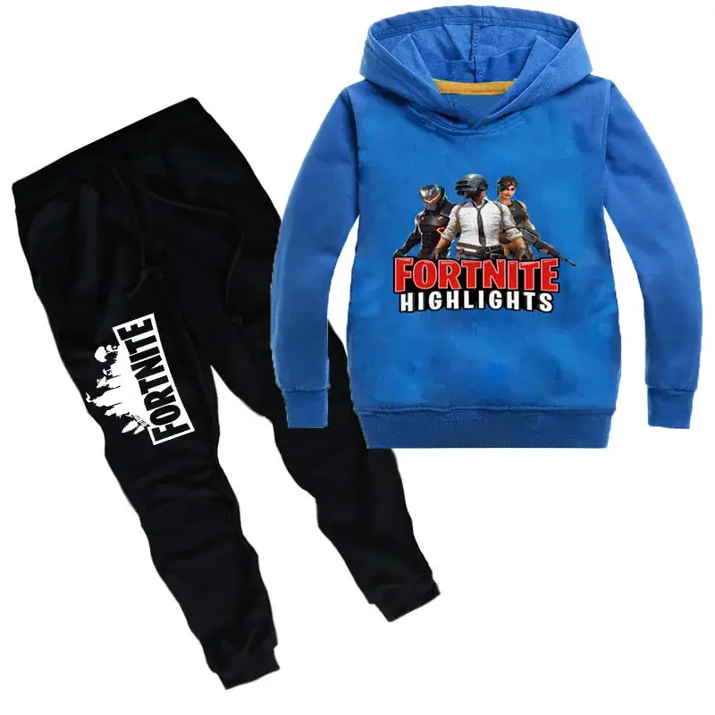 Children's Printed Hoodie Sweatshirt Set Black - Image 8