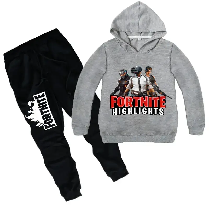 Children's Printed Hoodie Sweatshirt Set Black — feature 3