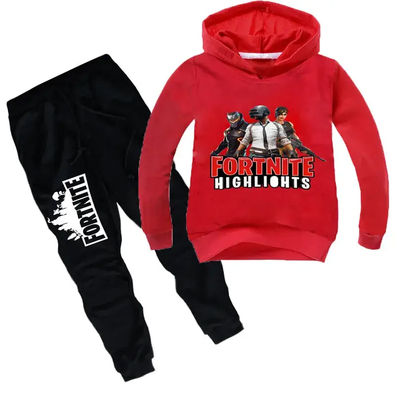 Children's Printed Hoodie Sweatshirt Set Black — feature 7