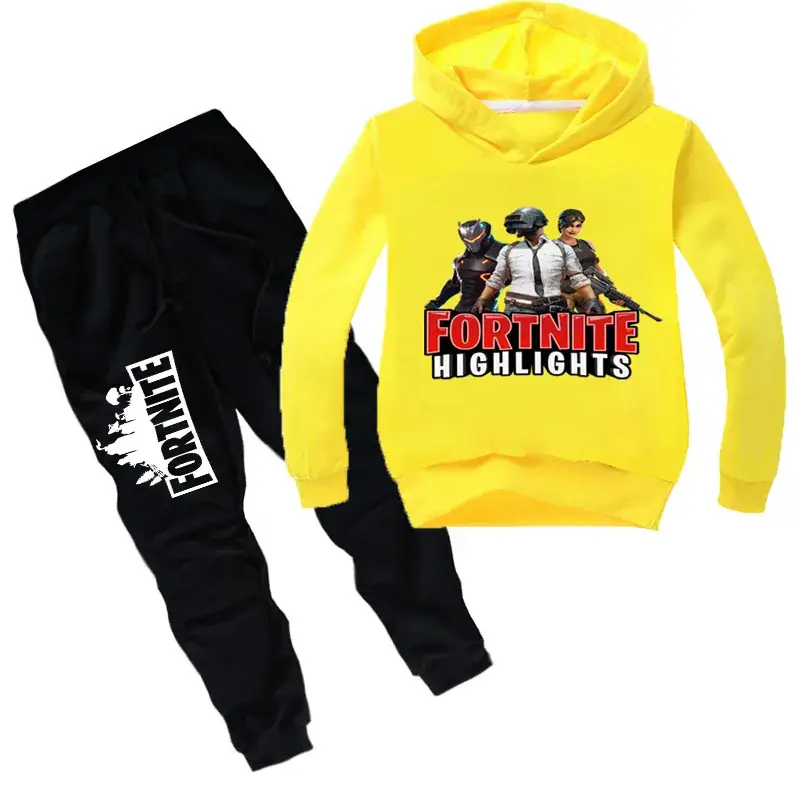 Children's Printed Hoodie Sweatshirt Set Black — feature 8