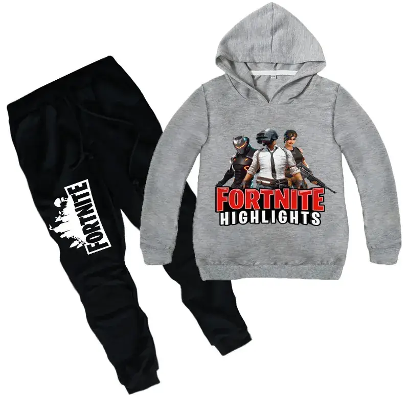 Children's Printed Hoodie Sweatshirt Set Black