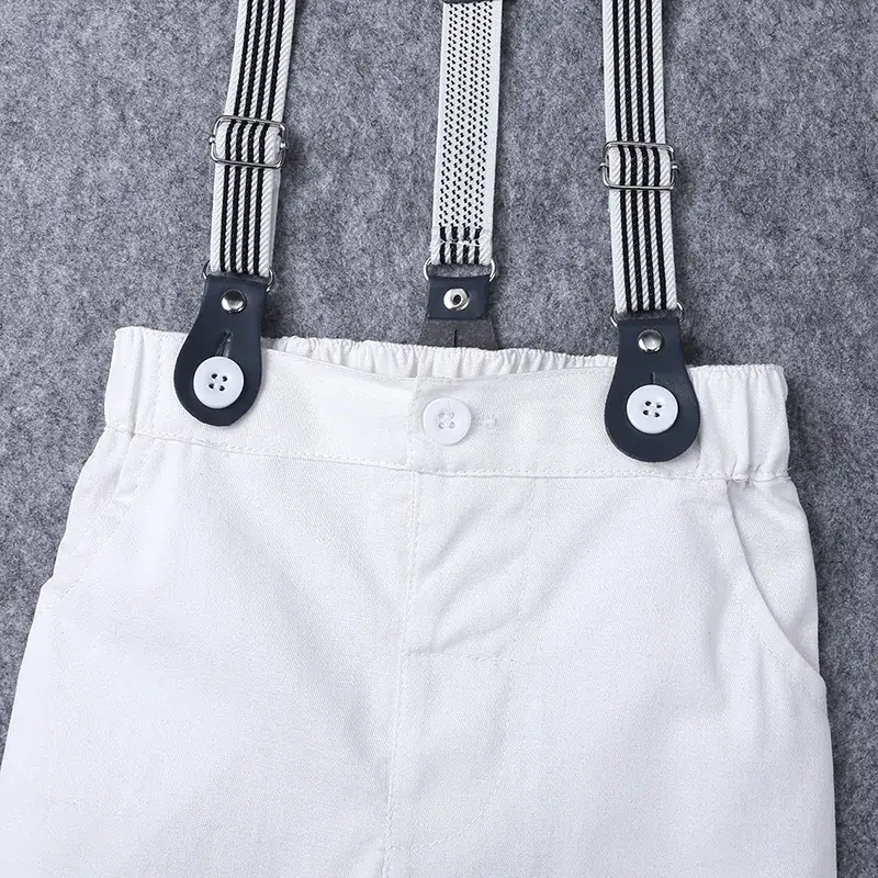 2025 Kids Boys Plaid Bow Tie Romper Set - Image 4