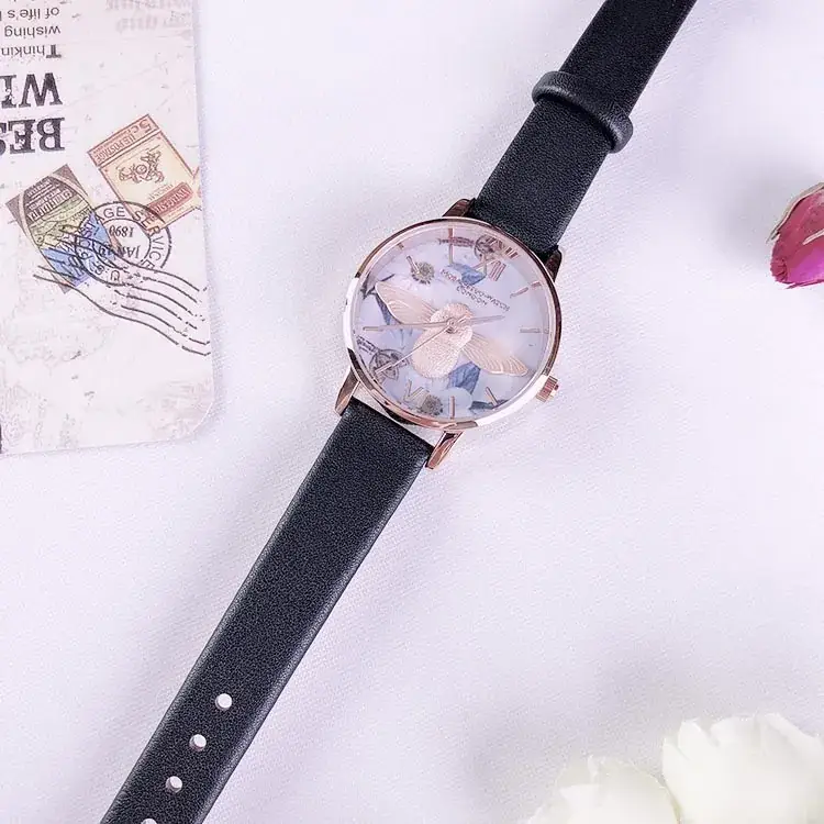 Women's Gold Bee Watch White Face British Niche - Image 3