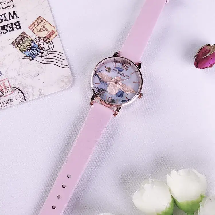 Women's Gold Bee Watch White Face British Niche - Image 5