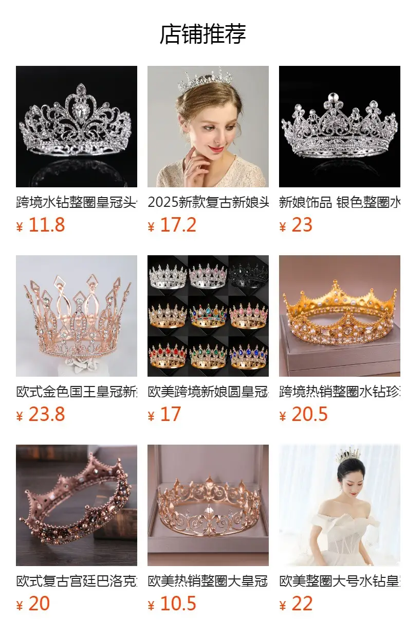 European Princess Bridal Crown with Pink Crystal Full Design — feature 1
