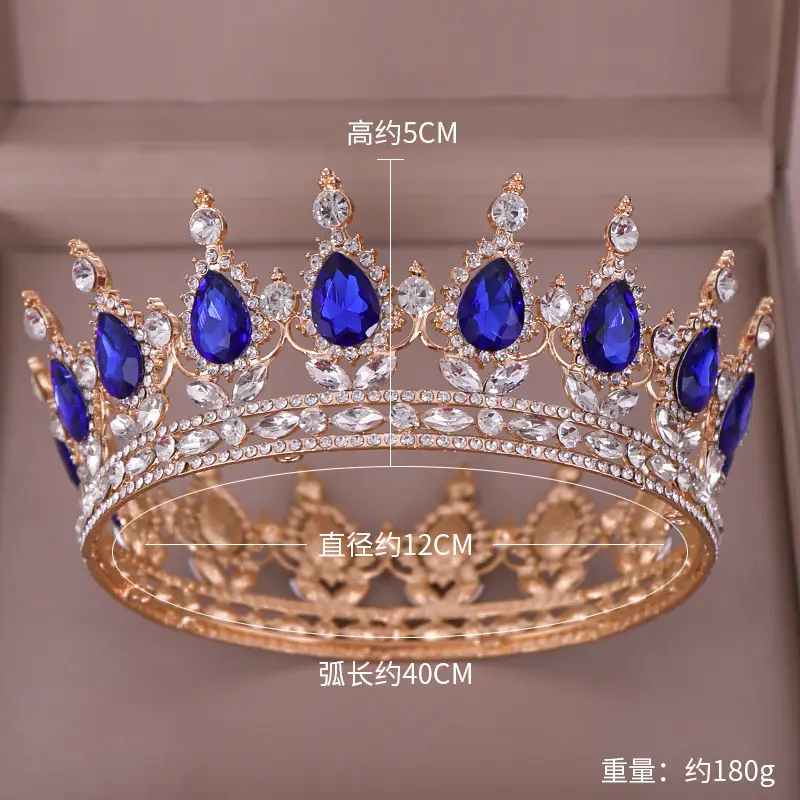 European Princess Bridal Crown with Pink Crystal Full Design — feature 2