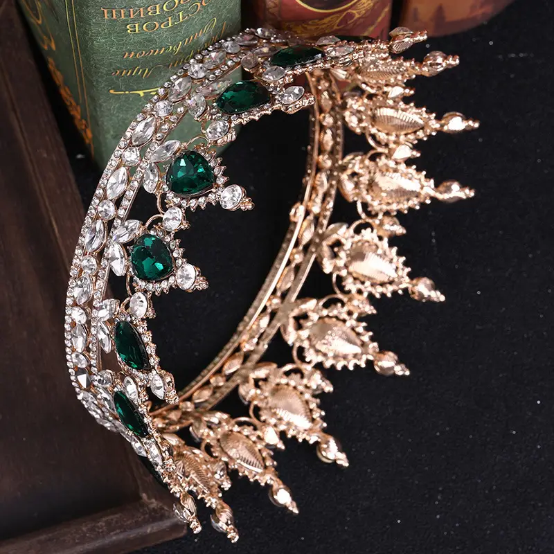 European Princess Bridal Crown with Pink Crystal Full Design — feature 20
