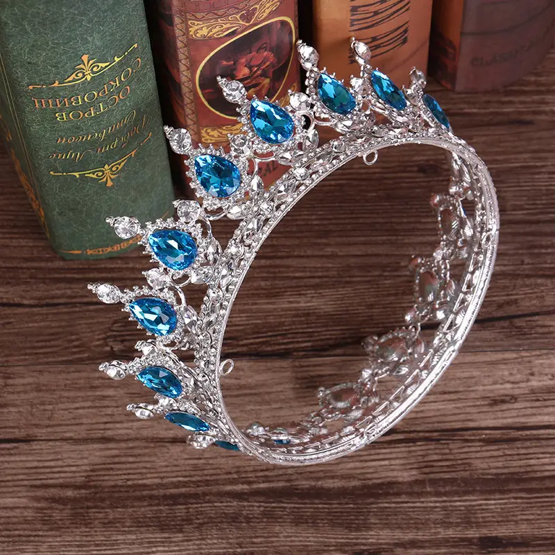 European Princess Bridal Crown with Pink Crystal Full Design — feature 21