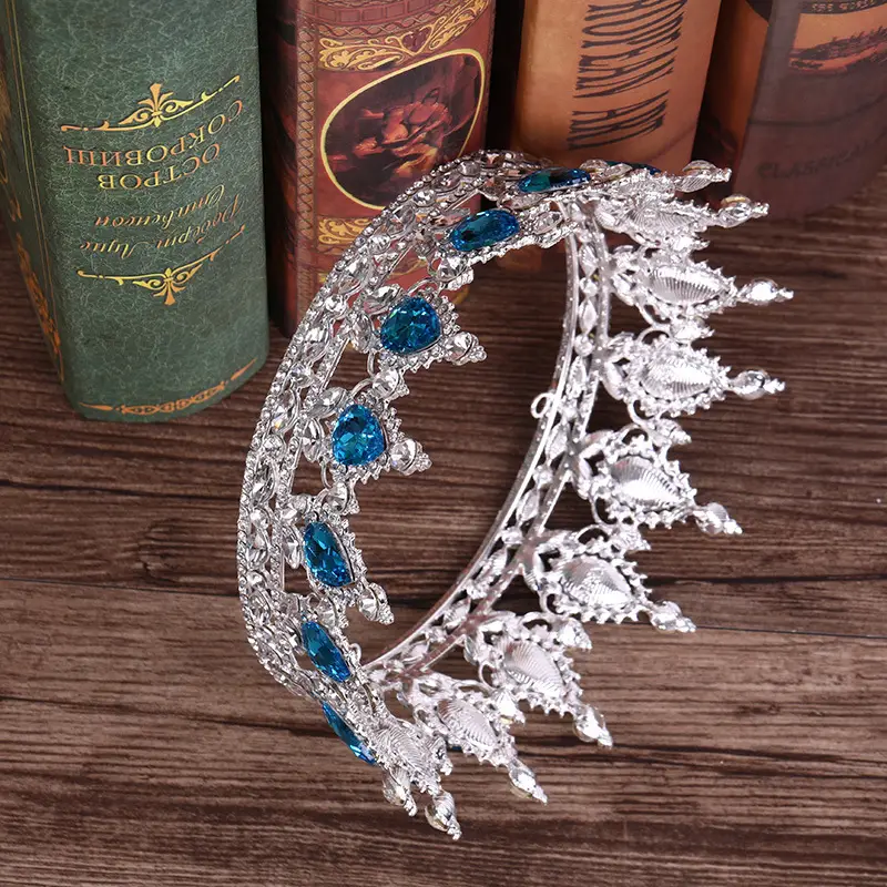 European Princess Bridal Crown with Pink Crystal Full Design — feature 22