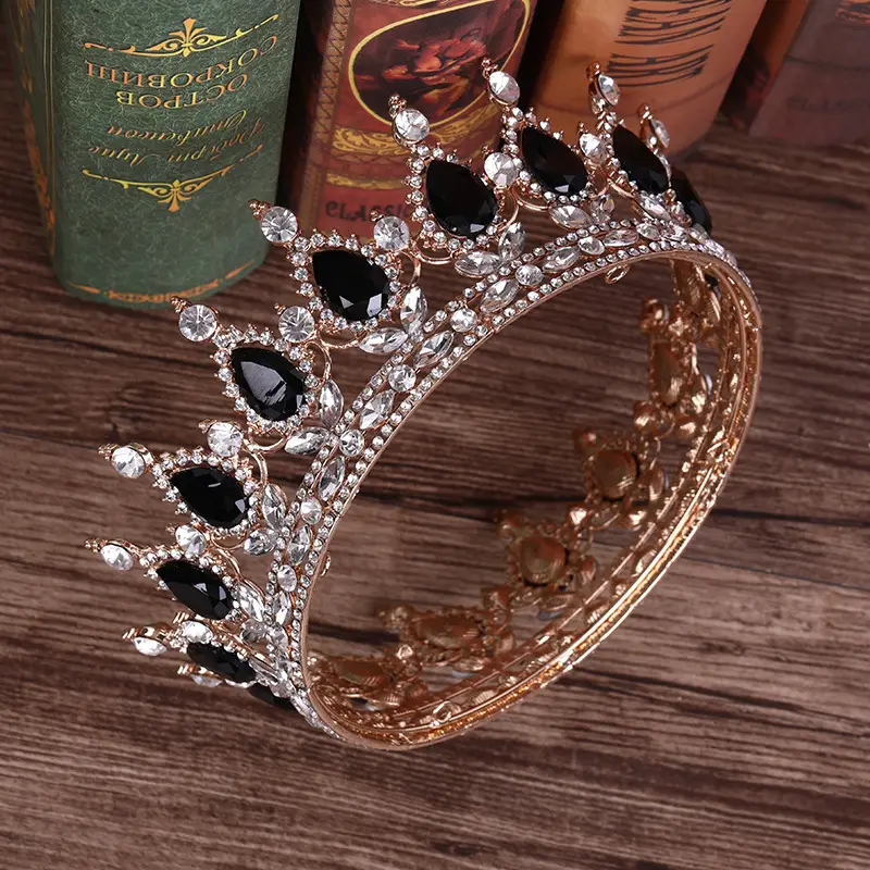 European Princess Bridal Crown with Pink Crystal Full Design — feature 23