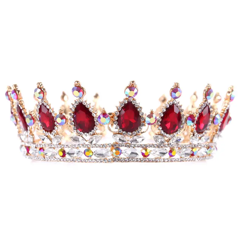 European Princess Bridal Crown with Pink Crystal Full Design — feature 32