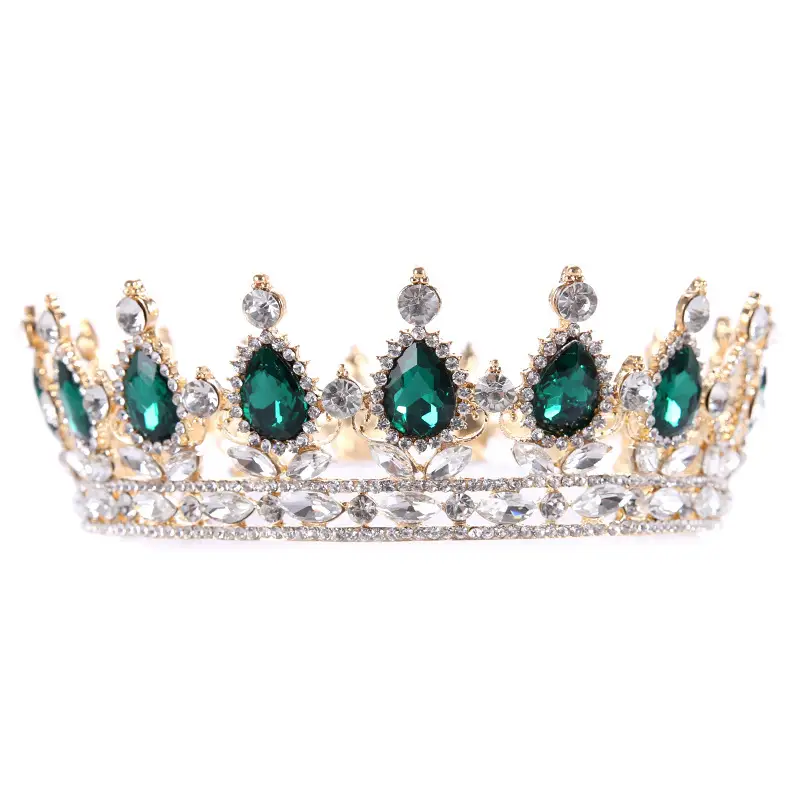European Princess Bridal Crown with Pink Crystal Full Design — feature 33