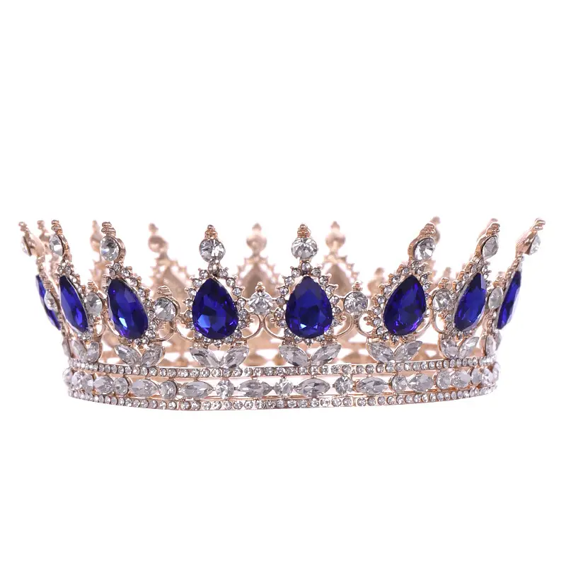 European Princess Bridal Crown with Pink Crystal Full Design — feature 34
