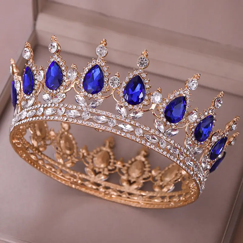European Princess Bridal Crown with Pink Crystal Full Design — feature 4