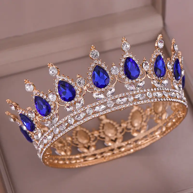 European Princess Bridal Crown with Pink Crystal Full Design — feature 6
