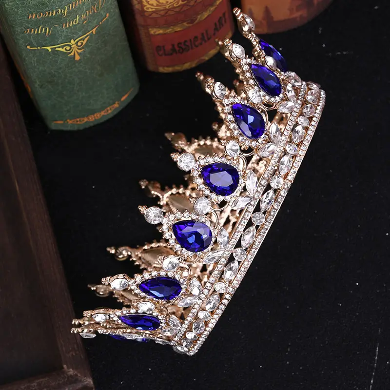 European Princess Bridal Crown with Pink Crystal Full Design — feature 7