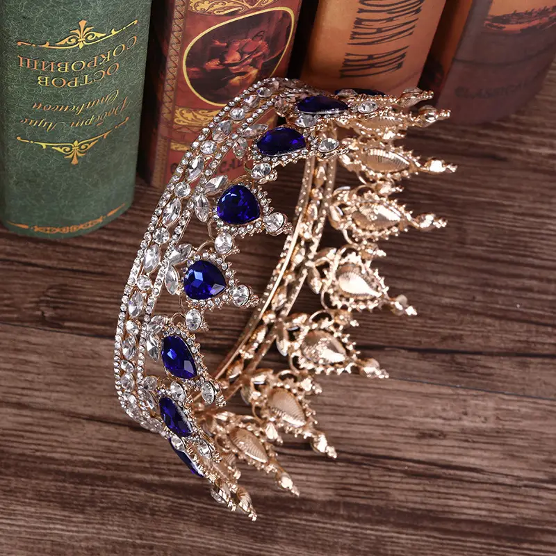 European Princess Bridal Crown with Pink Crystal Full Design — feature 8