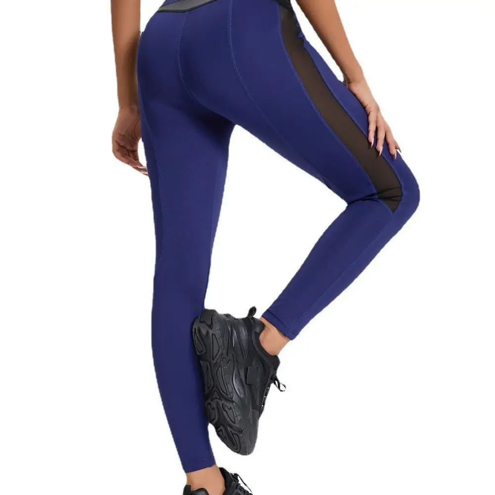 Tight-Fitting Mesh Yoga Pants for Women Gray Black - Image 9
