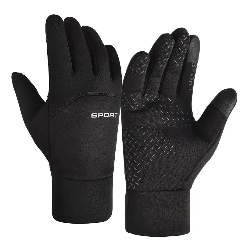 Cycling Gloves Grey Fleece Lined Full Finger Warm - Image 11