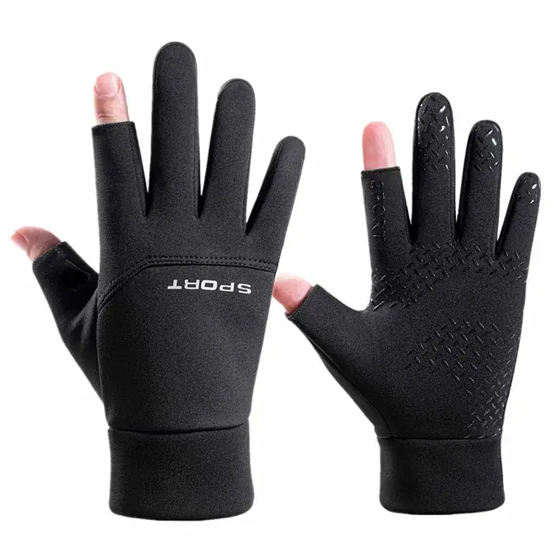 Cycling Gloves Grey Fleece Lined Full Finger Warm - Image 7