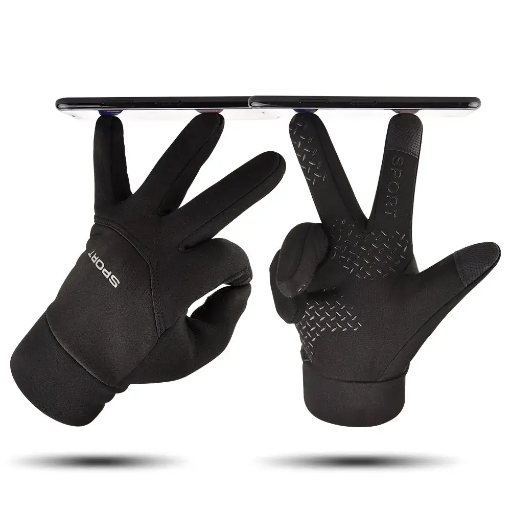 Cycling Gloves Grey Fleece Lined Full Finger Warm - Image 8