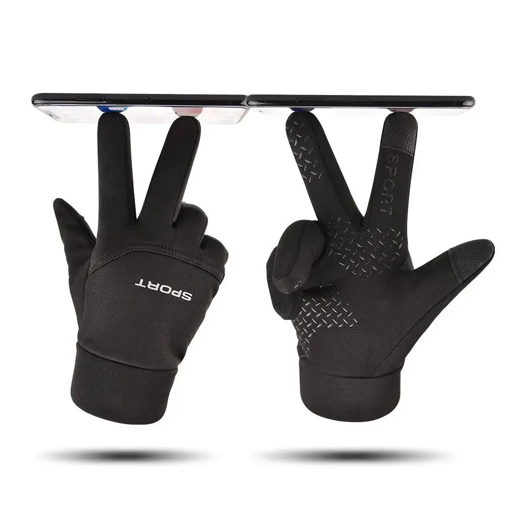 Cycling Gloves Grey Fleece Lined Full Finger Warm — feature 11
