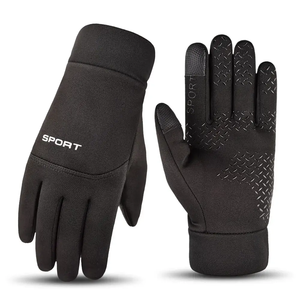 Cycling Gloves Grey Fleece Lined Full Finger Warm — feature 13