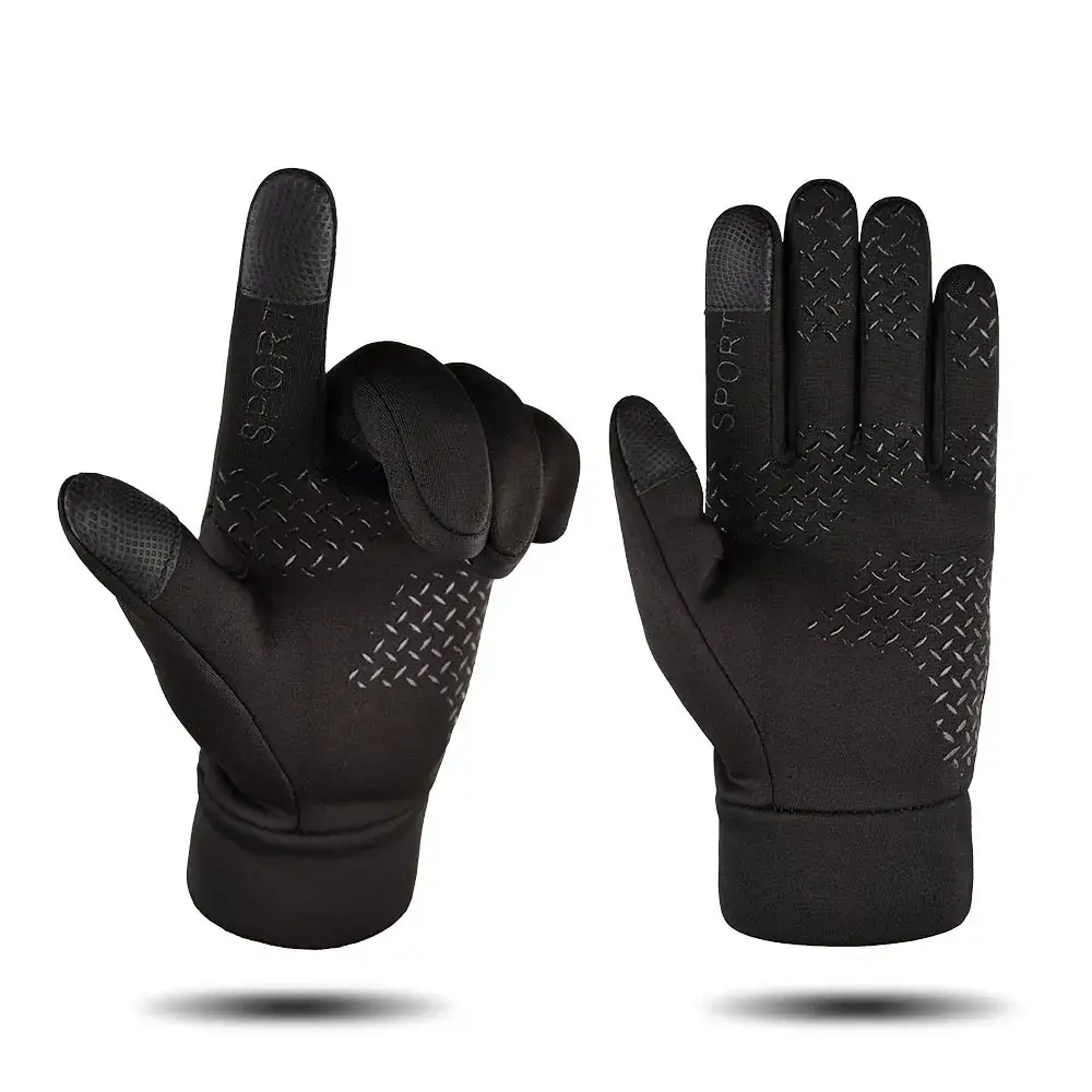 Cycling Gloves Grey Fleece Lined Full Finger Warm — feature 15