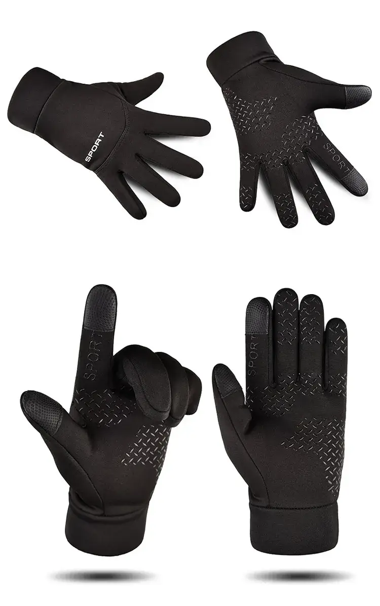 Cycling Gloves Grey Fleece Lined Full Finger Warm — feature 4
