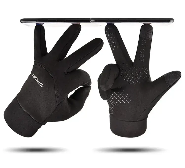 Cycling Gloves Grey Fleece Lined Full Finger Warm — feature 9