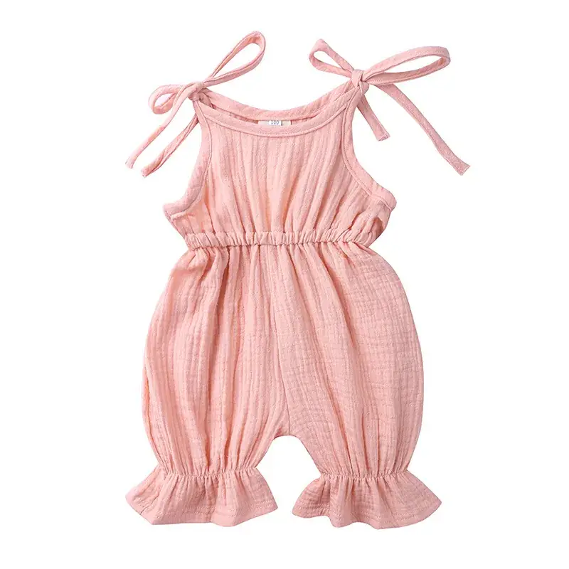Pink Hay Cotton Sleeveless Girls Summer Suit