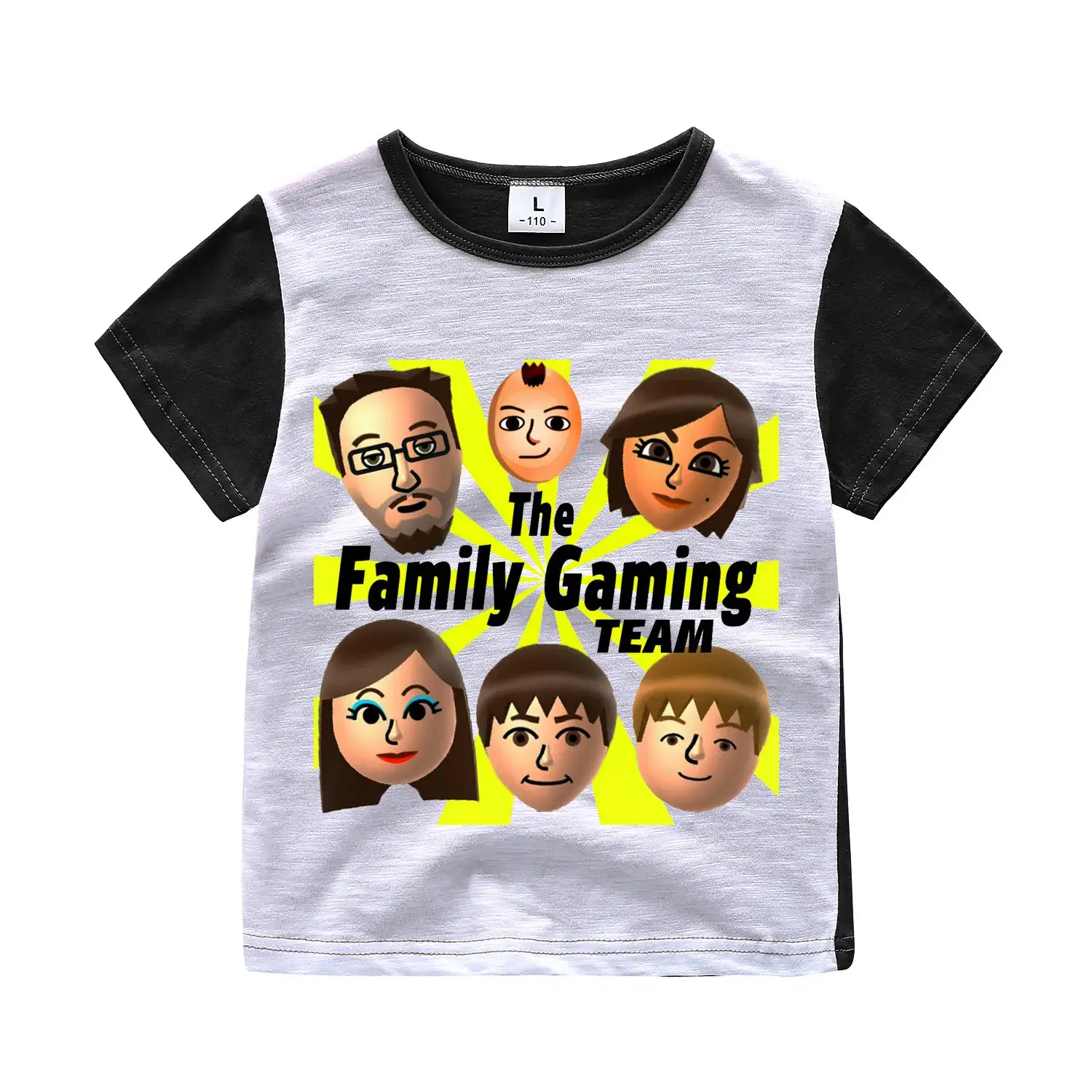 Children's Family Gaming T-Shirt White Blue Short Sleeve