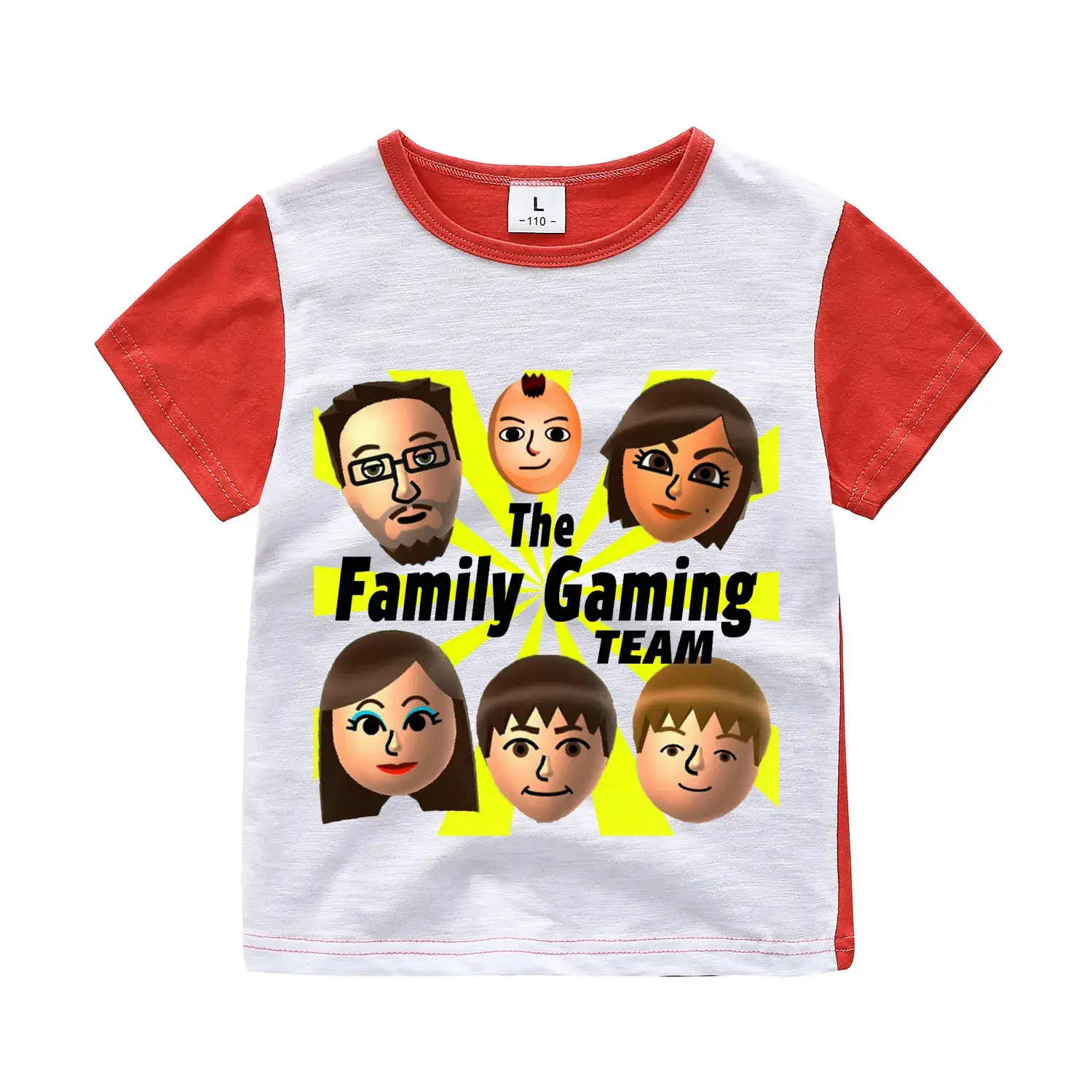 Children's Family Gaming T-Shirt White Blue Short Sleeve — feature 4