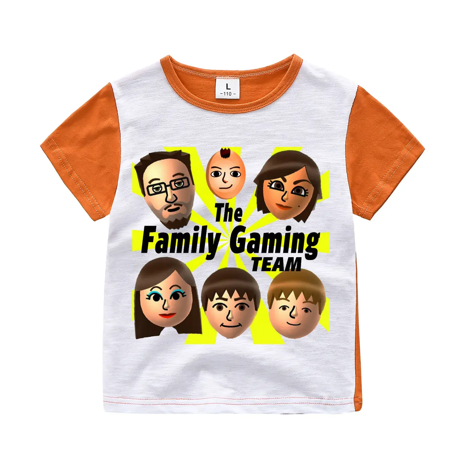 Children's Family Gaming T-Shirt White Blue Short Sleeve