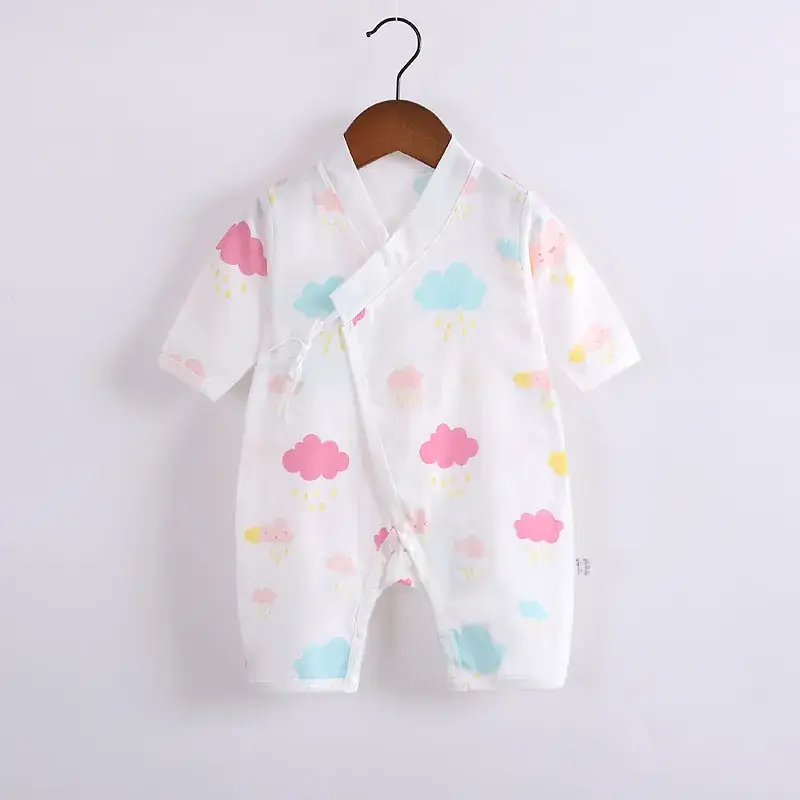 Double Layer Cotton Baby Jumpsuit White Cloud Print - Image 15