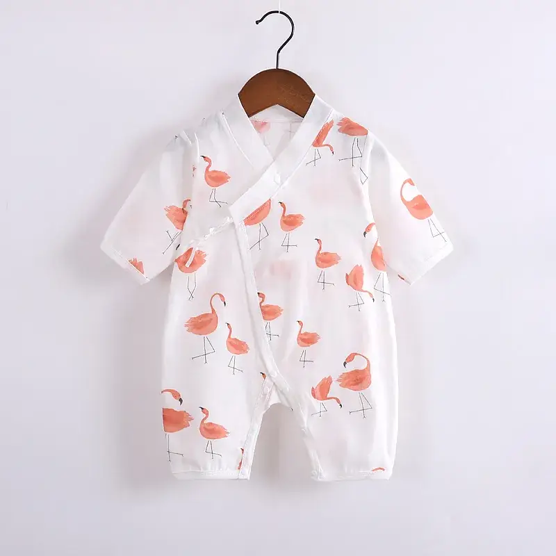 Double Layer Cotton Baby Jumpsuit White Cloud Print - Image 5