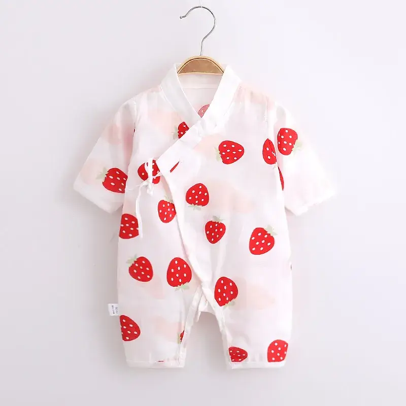 Double Layer Cotton Baby Jumpsuit White Cloud Print - Image 8