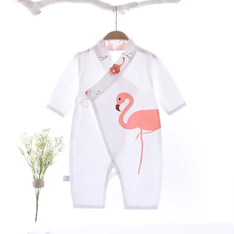 Double Layer Cotton Baby Jumpsuit White Cloud Print - Image 9