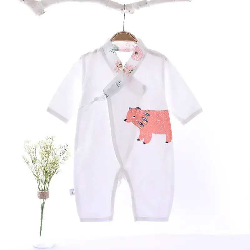 Double Layer Cotton Baby Jumpsuit White Cloud Print - Image 10