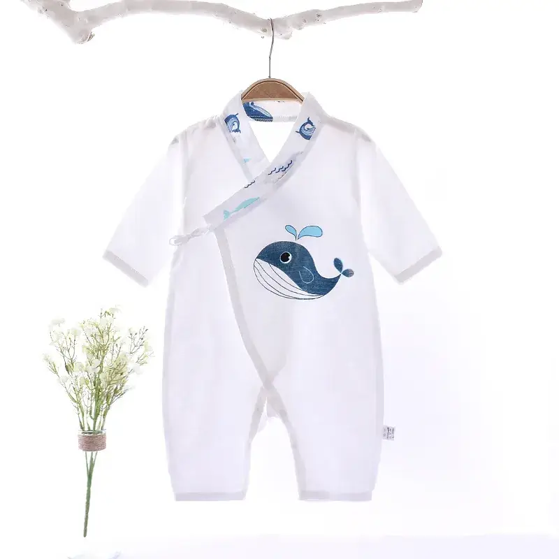Double Layer Cotton Baby Jumpsuit White Cloud Print - Image 12