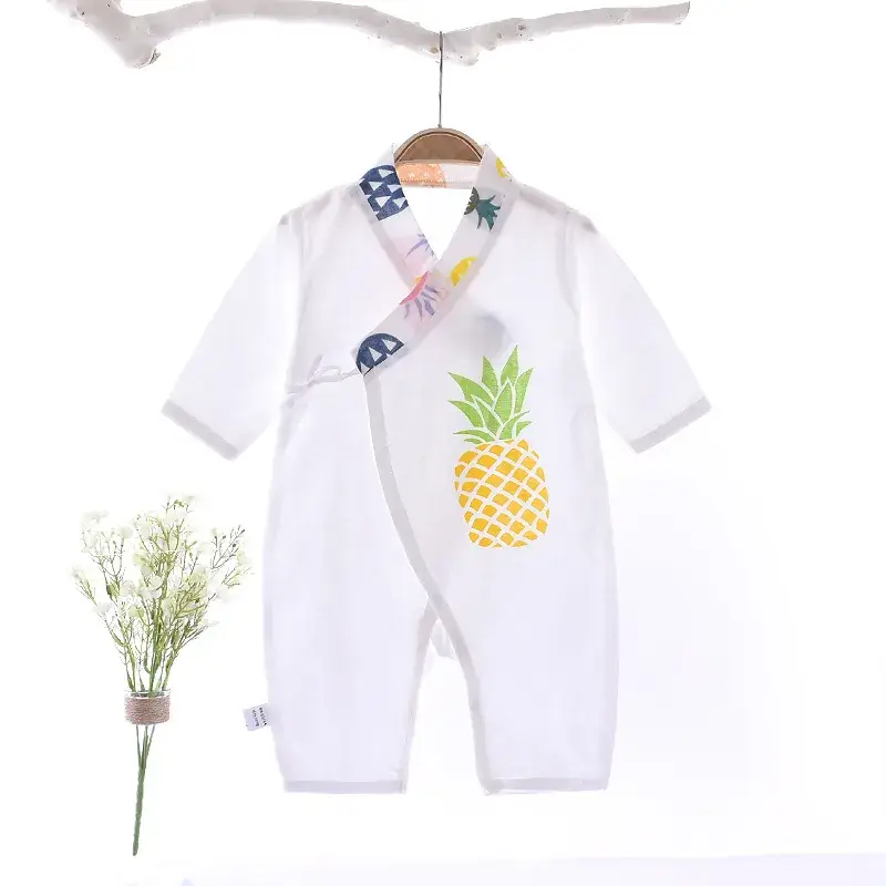 Double Layer Cotton Baby Jumpsuit White Cloud Print - Image 13