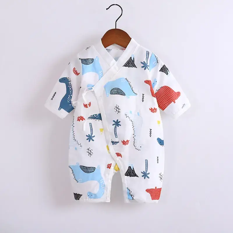 Double Layer Cotton Baby Jumpsuit White Cloud Print - Image 6