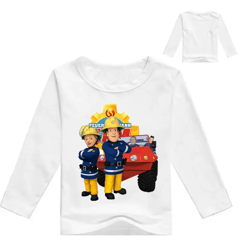 2020 Boys Long Sleeve T-Shirt Cartoon Fire Engine Design - Image 9
