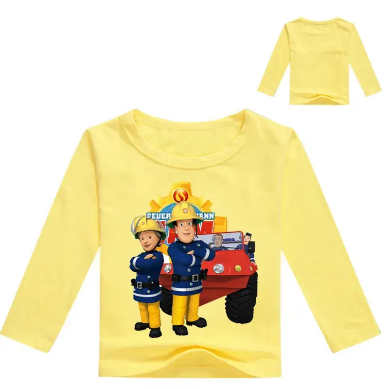 2020 Boys Long Sleeve T-Shirt Cartoon Fire Engine Design - Image 3