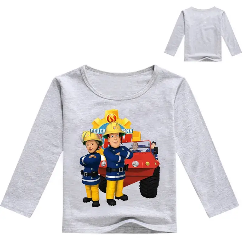 2020 Boys Long Sleeve T-Shirt Cartoon Fire Engine Design - Image 5