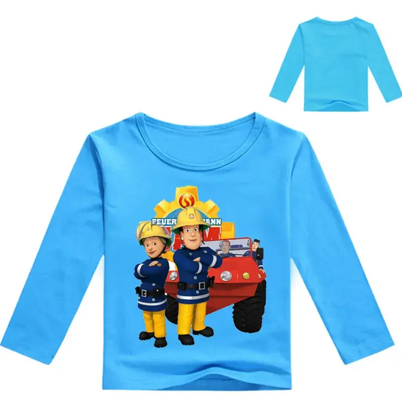 2020 Boys Long Sleeve T-Shirt Cartoon Fire Engine Design - Image 7