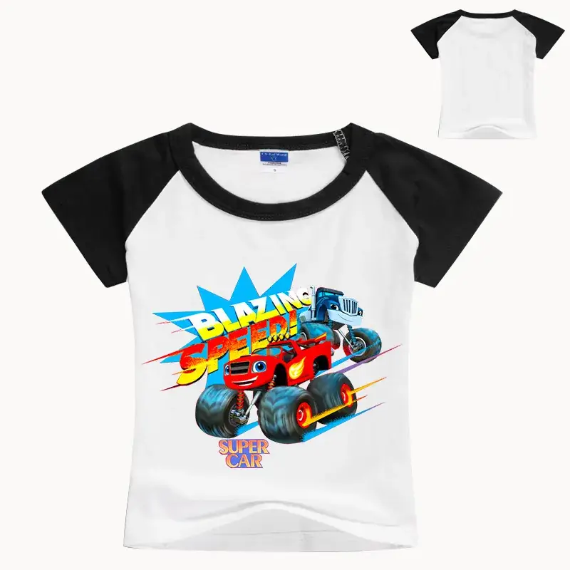 Summer T-Shirt Boys Black White Graphic Print - Image 9